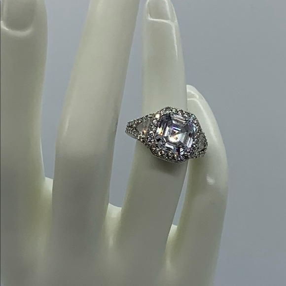 Judith Ripka Diamonique Silver Ring Sz 6 - Picture 7 of 9